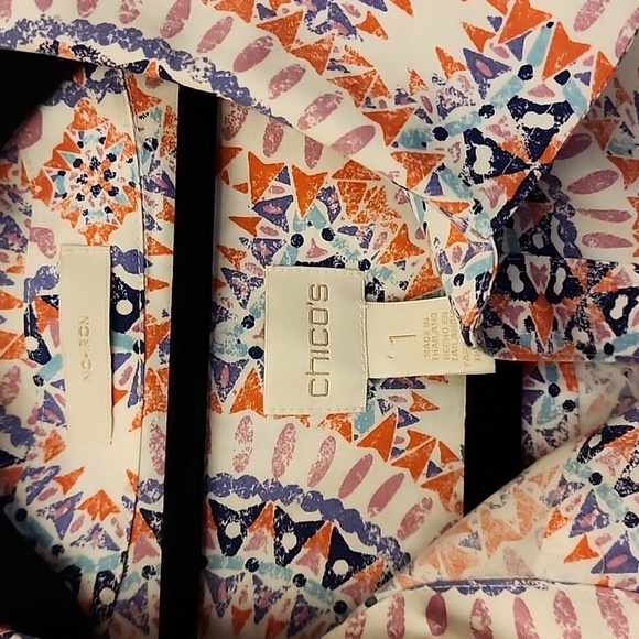 Chico’s Effortless Danise Sunburst Button-Down Shirt sz 1 - Picture 2 of 6